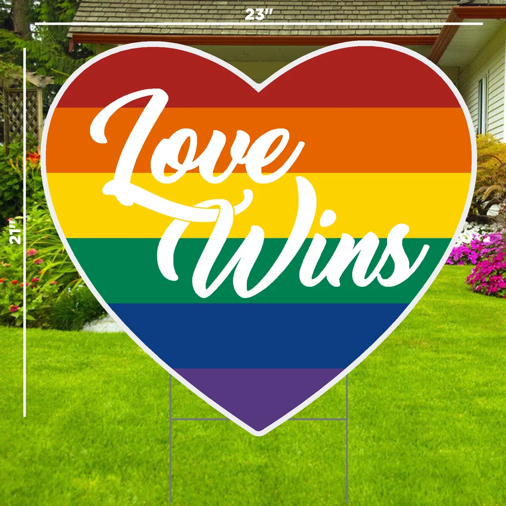 Love Wins (Heart) Pride Sign — Custom Lawn Sign